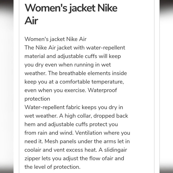 NIKE AIR size XS Moto Full-Zip Up Water Repel Running Jacket Sweater CJ1874-010 - Picture 10 of 16